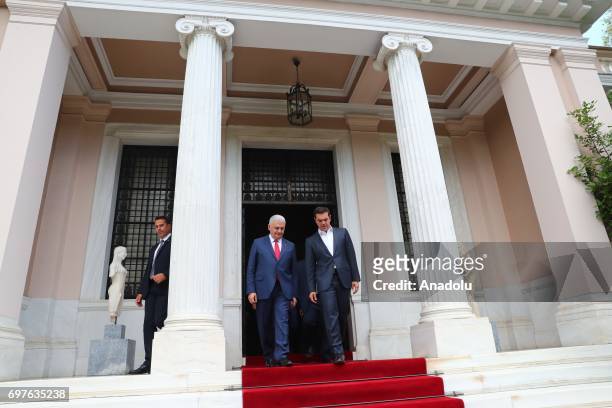 Prime Minister of Turkey Binali Yildirim leaves after holding a press conference with the Prime Minister of Greece Alexis Tsipras in Athens, Greece...