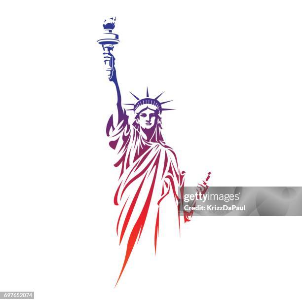 ilustraciones, imágenes clip art, dibujos animados e iconos de stock de estatua de la libertad - estatua de la libertad