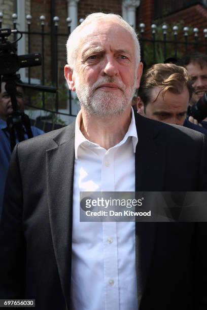 Labour Party leader Jeremy Corbyn leaves Finsbury Park mosque near the scene of a terror attack in the early hours of this morning, on June 19, 2017...