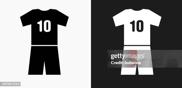 jersey icon on black and white vector backgrounds - sports jersey vector stock illustrations
