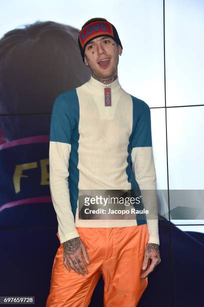Lil Peep attends the Fendi show during Milan Men's Fashion Week Spring/Summer 2018 on June 19, 2017 in Milan, Italy.