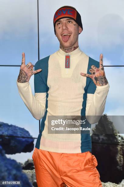 Lil Peep attends the Fendi show during Milan Men's Fashion Week Spring/Summer 2018 on June 19, 2017 in Milan, Italy.