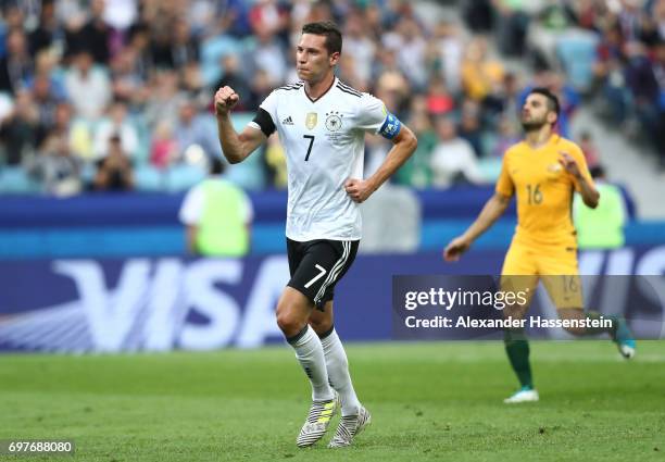 Julian Draxler of Germany celebrates scoring his sides second goal during the FIFA Confederations Cup Russia 2017 Group B match between Australia and...