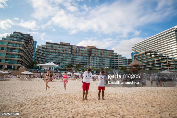 cancun beach, mexico - lifeguard stock pictures, royalty-free photos & images