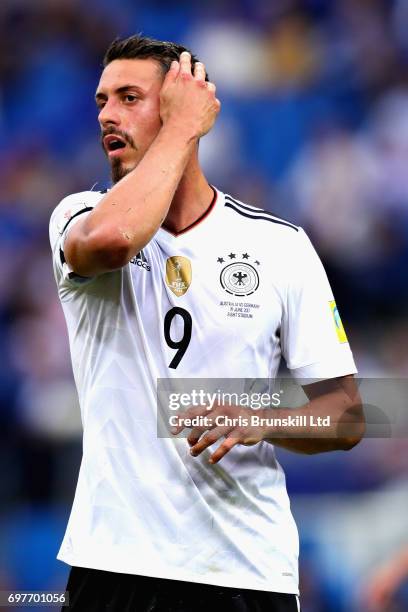 Sandro Wagner of Germany in action during the FIFA Confederations Cup Russia 2017 Group B match between Australia and Germany at Fisht Olympic...