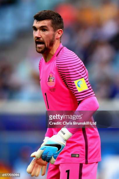 Maty Ryan of Australia in action during the FIFA Confederations Cup Russia 2017 Group B match between Australia and Germany at Fisht Olympic Stadium...