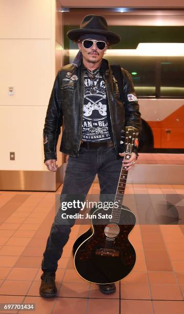 Johnny Depp is seen upon arrival at Haneda Airport on June 19, 2017 in Tokyo, Japan.