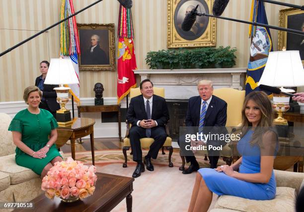 President Donald Trump meets with Panama's President Juan Carlos Varela in the Oval Office at the White House on June 19, 2017 in Washington, DC....