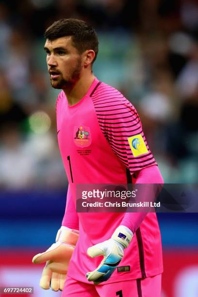 Maty Ryan of Australia in action during the FIFA Confederations Cup Russia 2017 Group B match between Australia and Germany at Fisht Olympic Stadium...