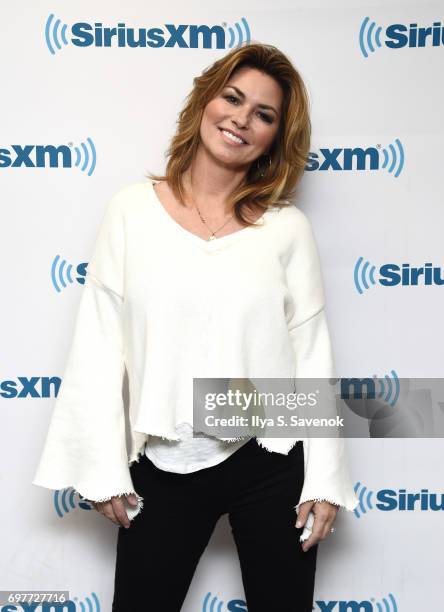 Shania Twain visits the SiriusXM Studios on June 19, 2017 in New York City.