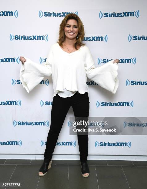 Shania Twain visits the SiriusXM Studios on June 19, 2017 in New York City.