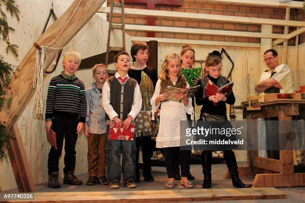christmas representaion - kid actor stock pictures, royalty-free photos & images