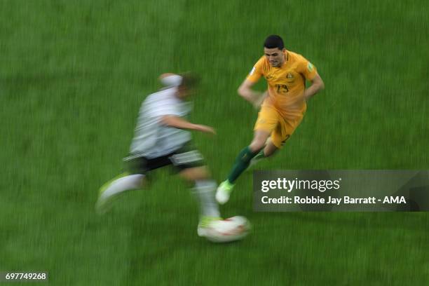 Motion blur of Joshua Kimmich of Germany and Tommy Rogic of Australia during the FIFA Confederations Cup Russia 2017 Group B match between Australia...