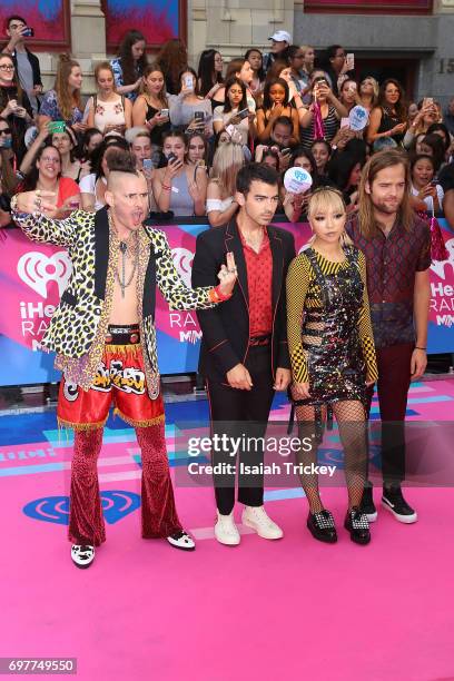 S Cole Whittle, Joe Jonas, JinJoo Lee and Jack Lawless arrive at the 2017 iHeartRADIO MuchMusic Video Awards at MuchMusic HQ on June 18, 2017 in...