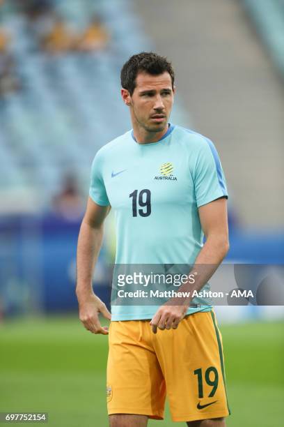 Ryan McGowan of Australia warms up prior to the FIFA Confederations Cup Russia 2017 Group B match between Australia and Germany at Fisht Olympic...