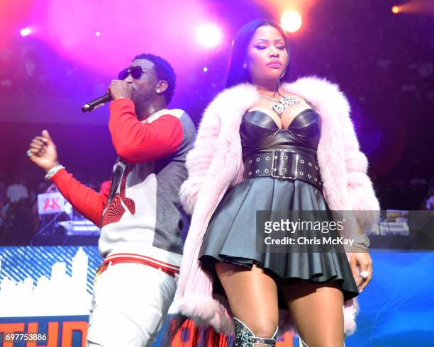Gucci Mane and Nicki Minaj perform during the Hot 107.9 Birthday Bash at Philips Arena on June 17, 2017 in Atlanta, Georgia.