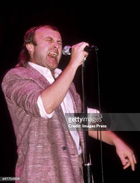 Phil Collins in concert circa 1985 in New York City.
