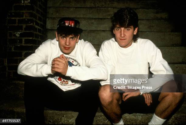 Jordan Knight and Jonathan Knight at a New Kids On The Block promotional appearance circa 1989 in New York City.
