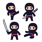 Cute cartoon ninja set