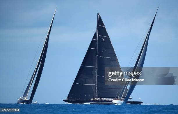 General race action during the America's Cup J Class Regatta, day 2 on June 19, 2017 in Hamilton, Bermuda.