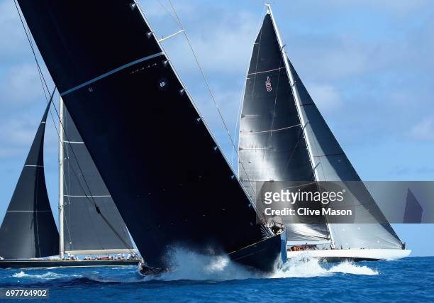 General race action during the America's Cup J Class Regatta, day 2 on June 19, 2017 in Hamilton, Bermuda.