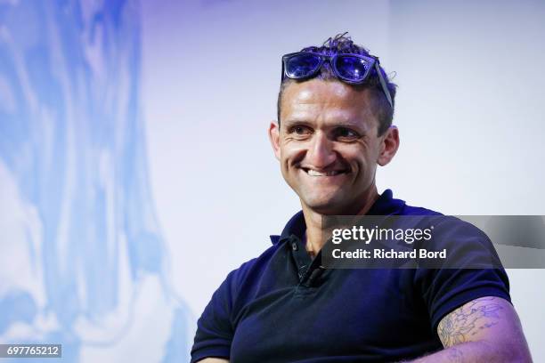 Vlogger and Co-Founder of Beme Casey Nestat speaks during the Cannes Lions Festival 2017 on June 19, 2017 in Cannes, France.