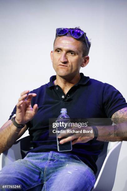 Vlogger and Co-Founder of Beme Casey Nestat speaks during the Cannes Lions Festival 2017 on June 19, 2017 in Cannes, France.