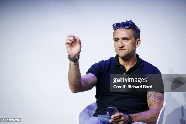 Vlogger and Co-Founder of Beme Casey Nestat speaks during the Cannes Lions Festival 2017 on June 19, 2017 in Cannes, France.