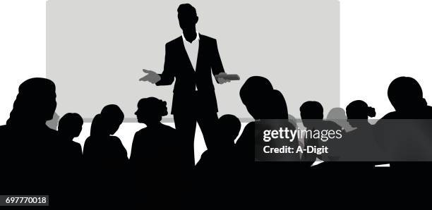 compelling lectures - silhouette auditorium stock illustrations