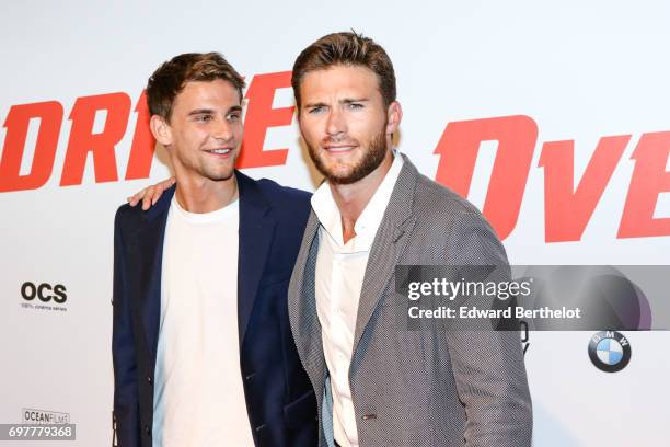 Freddie Thorp and Scott Eastwood, during the "Overdrive" Paris Premiere photocall at Cinema Gaumont Capucine on June 19, 2017 in Paris, France.