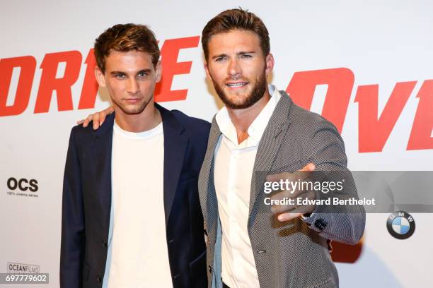 Freddie Thorp and Scott Eastwood, during the "Overdrive" Paris Premiere photocall at Cinema Gaumont Capucine on June 19, 2017 in Paris, France.