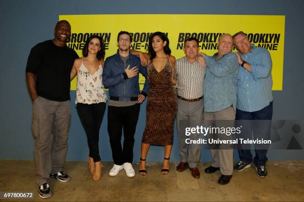 At UCB" -- Pictured: Terry Crews, Melissa Fumero, Andy Samberg, Stephanie Beatriz, Joe Lo Truglio, Joel McKinnon, Dirk Blocker --