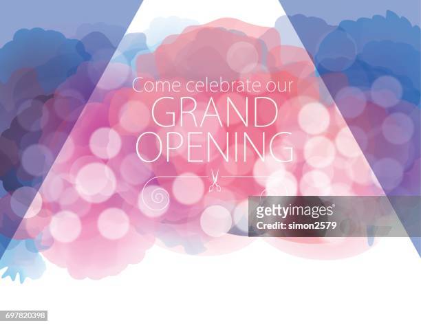 grand opening with watercolor textured background - opening event stock illustrations
