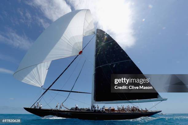 General race action during the America's Cup J Class Regatta, day 2 on June 19, 2017 in Hamilton, Bermuda.