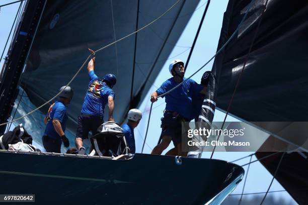 General race action during the America's Cup J Class Regatta, day 2 on June 19, 2017 in Hamilton, Bermuda.