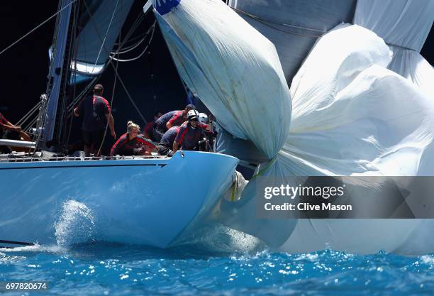 General race action during the America's Cup J Class Regatta, day 2 on June 19, 2017 in Hamilton, Bermuda.