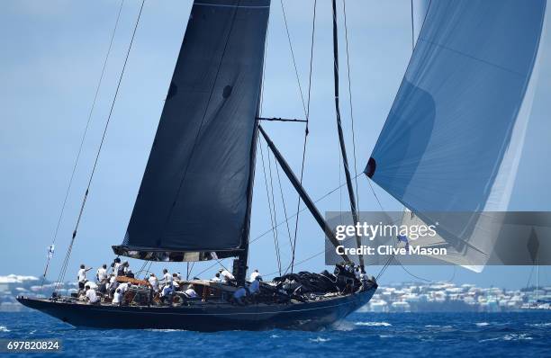 General race action during the America's Cup J Class Regatta, day 2 on June 19, 2017 in Hamilton, Bermuda.