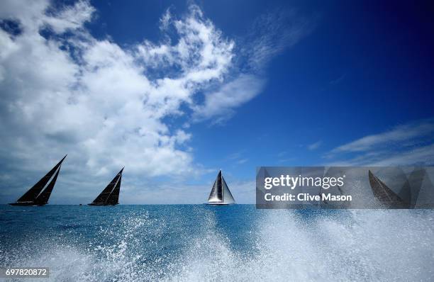 General race action during the America's Cup J Class Regatta, day 2 on June 19, 2017 in Hamilton, Bermuda.