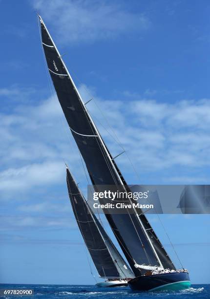 General race action during the America's Cup J Class Regatta, day 2 on June 19, 2017 in Hamilton, Bermuda.