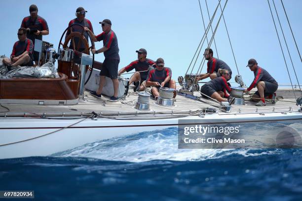 General race action during the America's Cup J Class Regatta, day 2 on June 19, 2017 in Hamilton, Bermuda.