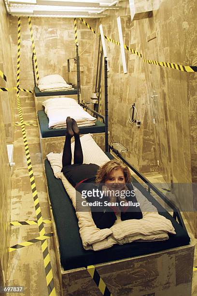 Vanessa Stahnke, girlfriend of hotel owner Lars Stroschen, poses in the Wrapped Room February 16 one of the many creative and even bizarre rooms at...
