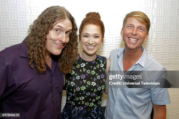 At UCB" -- Pictured: Weird Al Yankovic, Ellie Kemper, Jack McBrayer --