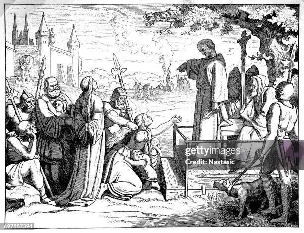 conrad of marburg, the inquisitor - spanish inquisition stock illustrations