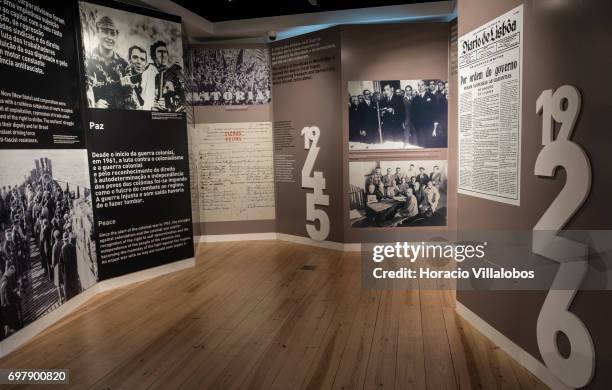 Information on the Portuguese dictatorship on display at the Aljube Museum - Resistance and Freedom on June 18, 2017 in Lisbon, Portugal. The Aljube...