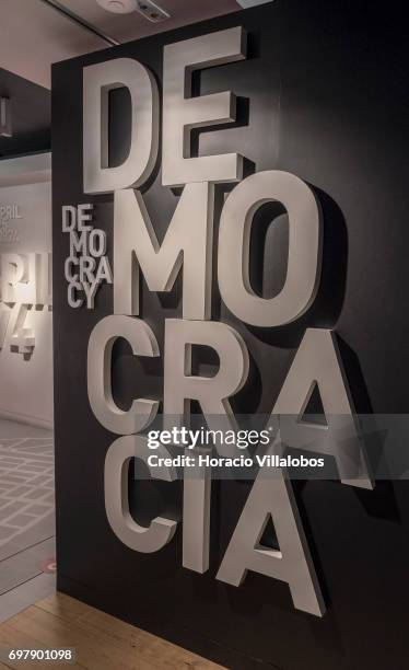 End of the Portuguese dictatorship , on display at the Aljube Museum - Resistance and Freedom on June 18, 2017 in Lisbon, Portugal. The Aljube Museum...