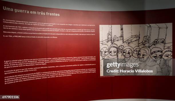 Information on anti-colonial fight during the Portuguese dictatorship , on display at the Aljube Museum - Resistance and Freedom on June 18, 2017 in...