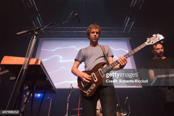 Jay Watson and Jamie Terry of Australian band Pond perform on stage at The Art School on June 19, 2017 in Glasgow, Scotland.