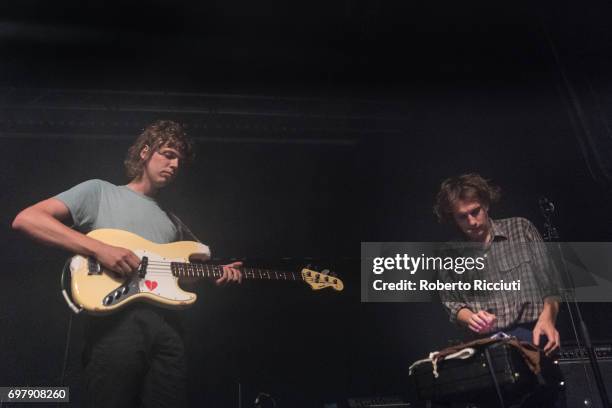 Thom Stewart and Jake Webb of Australian band Methyl Ethel perform on stage at The Art School on June 19, 2017 in Glasgow, Scotland.