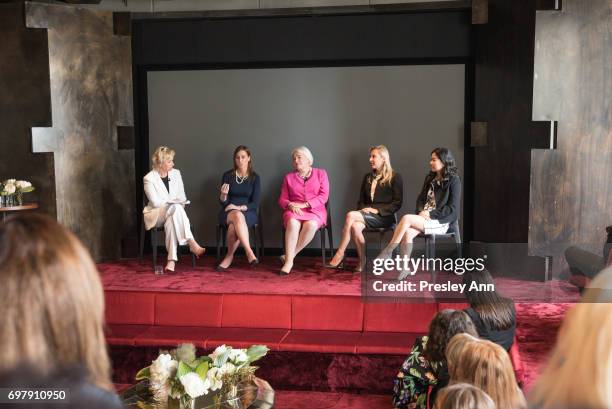 Tina Brown, Rachel Barnett, Mary Reilly, Beatrice Tarka and Carrie Liqun Liu attend Special Women's Power Lunch Hosted by Tina Brown at Spring Place...