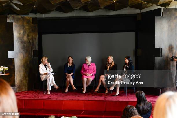 Tina Brown, Rachel Barnett, Mary Reilly, Beatrice Tarka and Carrie Liqun Liu attend Special Women's Power Lunch Hosted by Tina Brown at Spring Place...